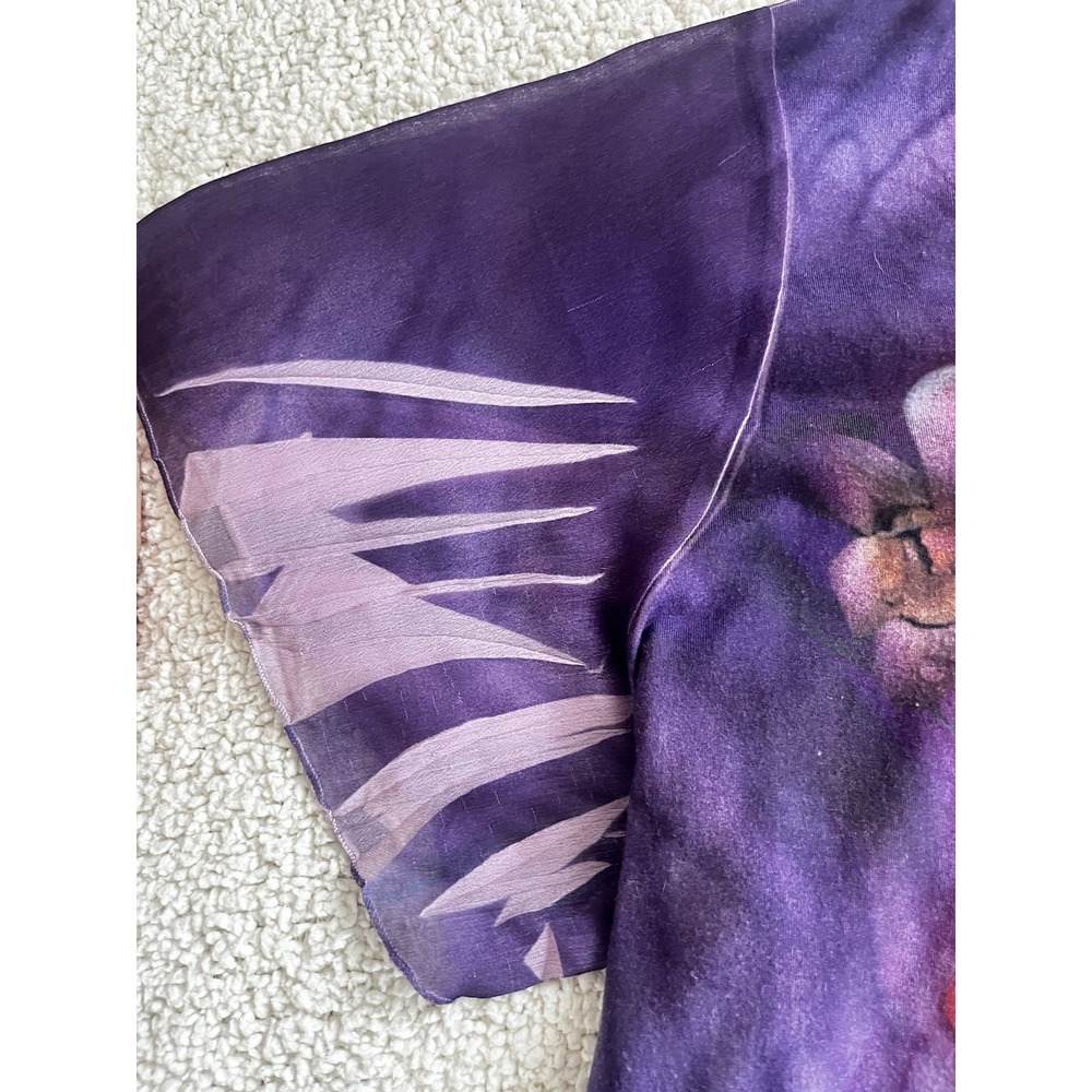 Essentials Plus Size 2X Purple Floral V-Neck Top Glitter Rhinestone Fairycore - Picture 7 of 9